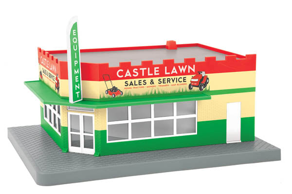 MTH 30-90393 Castle Lawn Mower Repair Single Story Corner Store