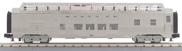 MTH 30-67653 O-27 Atchison Topeka Santa Fe 60' Streamline Full Vista Dome