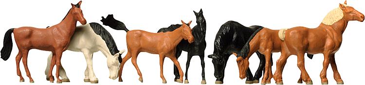 Faller 154005 HO Warm-Blooded/Cold-Blooded Horses Figures (Set of 7)