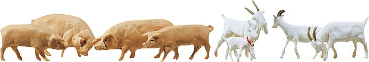 Faller 154008 HO Goats & Pigs Figures (Set of 15)