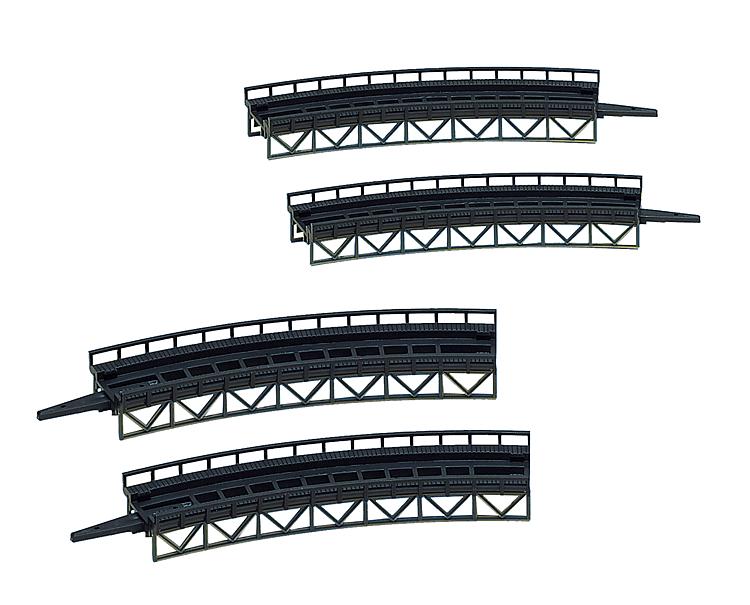 Faller 2905 Z 22 cm & 19.5 cm Radius Curved Steel Bridge Sections (Set of 4)