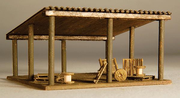 GCLaser 296 N Scale Open Storage Laser-Cut Wood Shed Kit