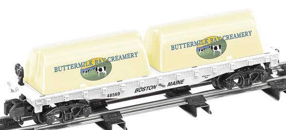 American Flyer 6-48569 S Scale Buttermilk Bay Flatcar w/Milk Containers #48569