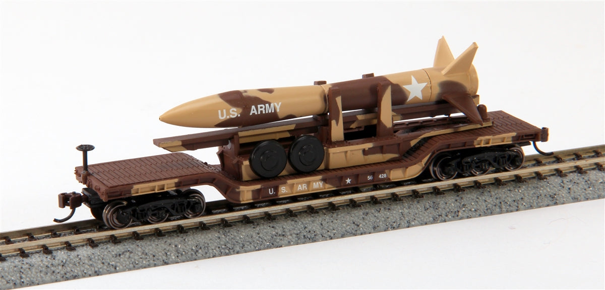 Bachmann 71397 N 52' Desert Military Center-Depressed Flat Car with Missile