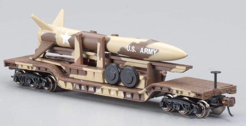 Bachmann 71397 N 52' Desert Military Center-Depressed Flat Car with Missile