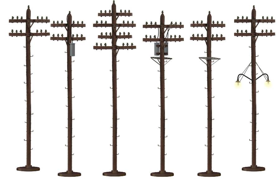 Lionel 6-37939 O Scale 7 1/4" Detailed Telephone Poles (Pack of 6)