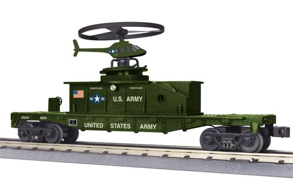 MTH 30-79338 O-27 Flat w/Operating Helicopter, US Army