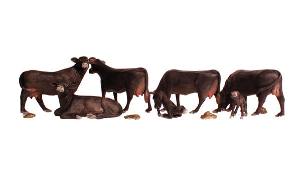 Woodland Scenics A1955 HO Scenic Accents Black Angus Cow Figures (Set of 11)