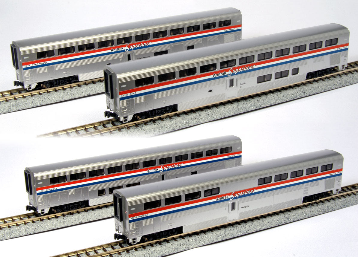 Kato 106-3517 N Amtrak Phase III Superliner Passenger Cars - Set A (Set of 4)