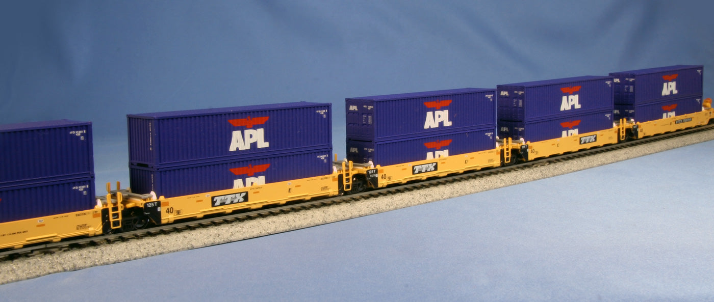 Kato 106-6141 N TTX 5-Unit Stack Car #75067 w/40' APL Containers