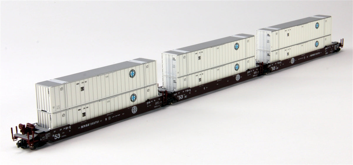 Kato 106-6164 N BNSF Maxi-IV 53' Stack Car #253791 w/BNSF Containers