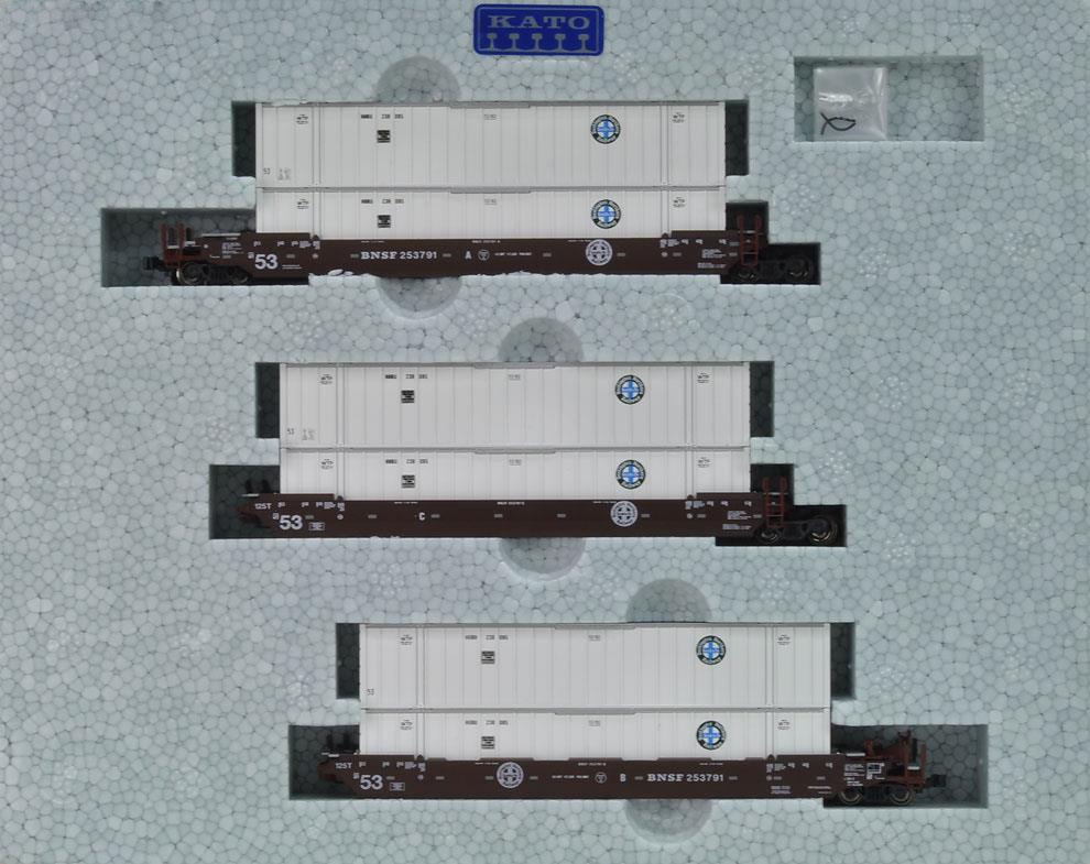 Kato 106-6164 N BNSF Maxi-IV 53' Stack Car #253791 w/BNSF Containers