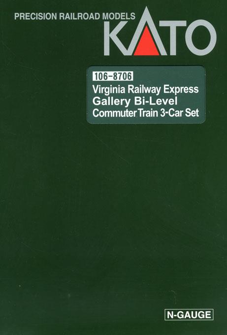 Kato 106-8706 N VRE Gallery Bi-Level Commuter Train (Set of 3)
