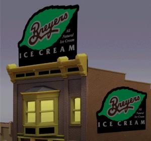 Miller Engineering 2581 HO/O Breyer's Ice Cream Animated Billboard Sign