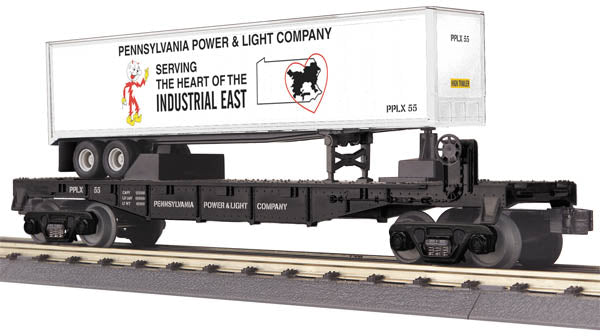 MTH 30-76464 O Pennsylvania Power & Light Flat Car w/ Trailer