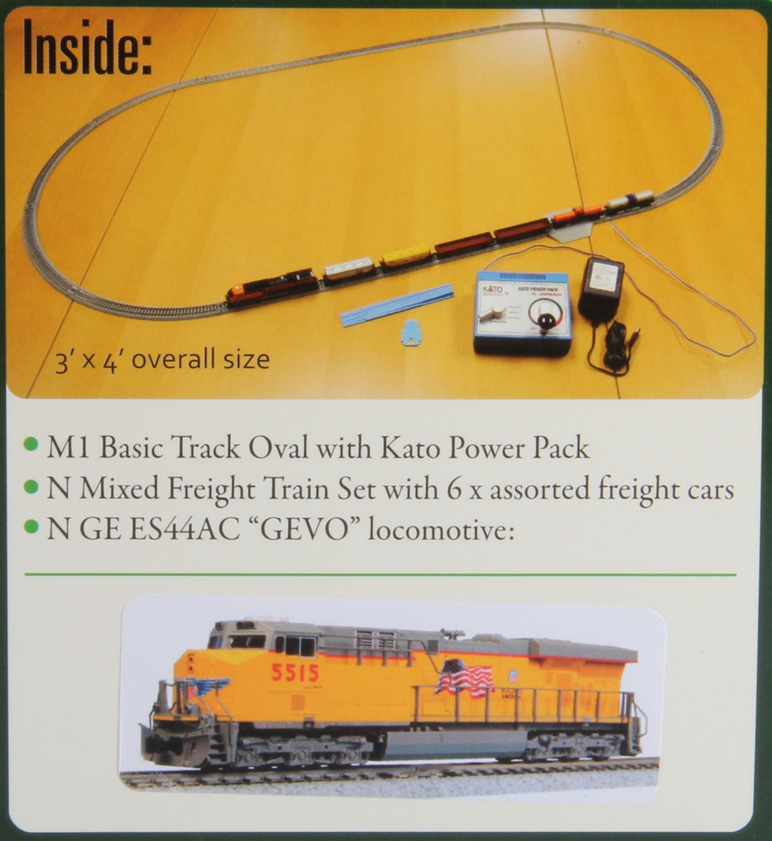 Kato 106-0023 UP GE ES44AC GEVO & Mixed Freight N Gauge Starter Set