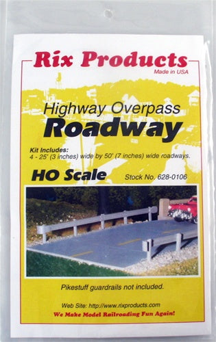Rix Products 628-0106 HO Highway Overpass Roadway 50' 15.2m Sections (Pack of 4)