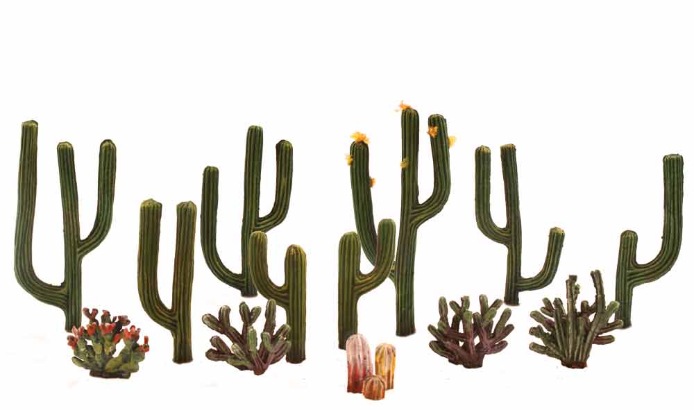 Woodland Scenics TR3600 0.5"-2.5" Ready-Made Classic Cactus Plants (Pack of 13)