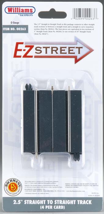 Williams 00263 O E-Z Street 2.5" Straight Track (Pack of 4)