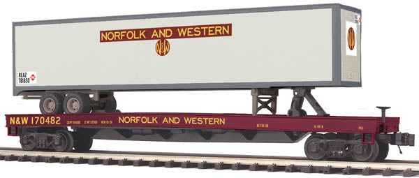 MTH 20-98860 O Norfolk & Western Flatcar w/ 48' Trailer #170482