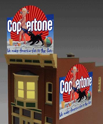 Miller Engineering 1062 HO/N Coppertone Animated Neon Billboard