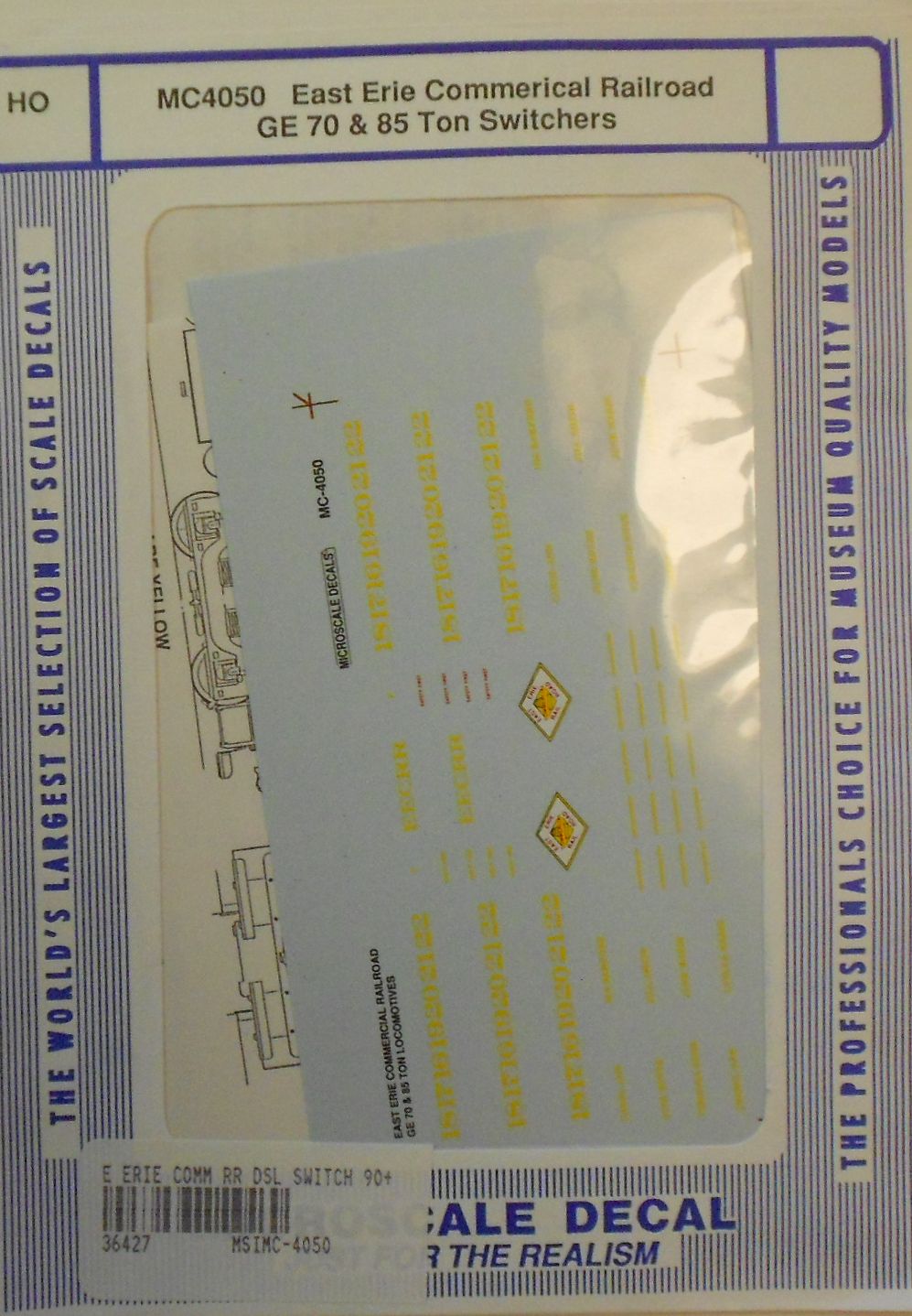 Microscale MC-4050 HO East Erie Commercial GE 70 & 85 Ton Switchers Decal Sheet