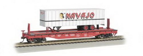 Bachmann 16701 HO Santa Fe 52' Flat Car w/ 35' Navajo Trailer