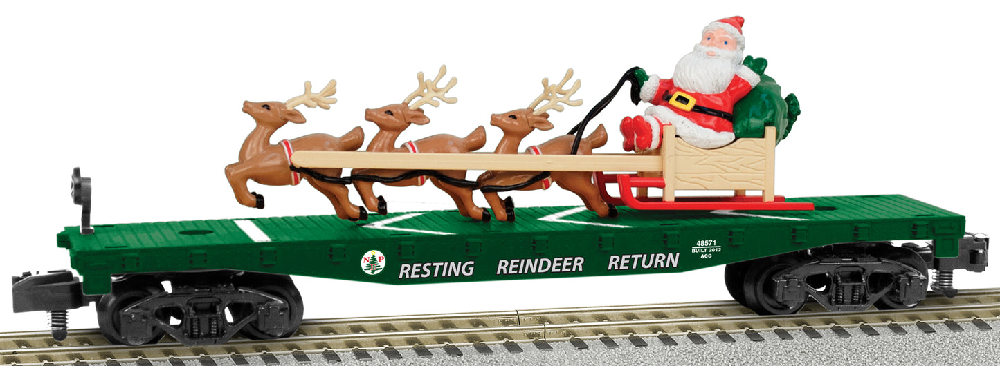 American Flyer 6-48571 S Scale Christmas Flatcar w/Santa’s Sleigh & Reindeer