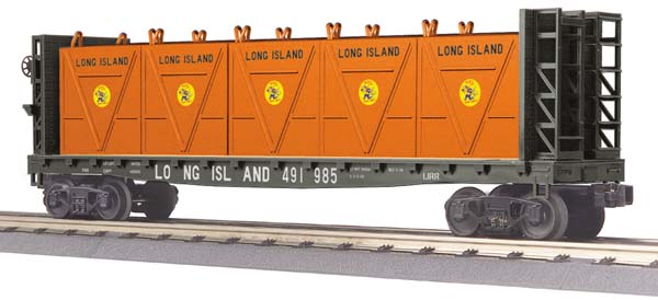 MTH 30-76473 O Long Island Flat Car with Bulkheads & LCL Containers #491985
