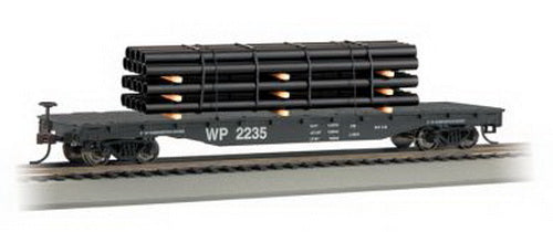 Bachmann 18933 HO Western Pacific W/Pipe Load 50' Flatcar # 2238 (Black)