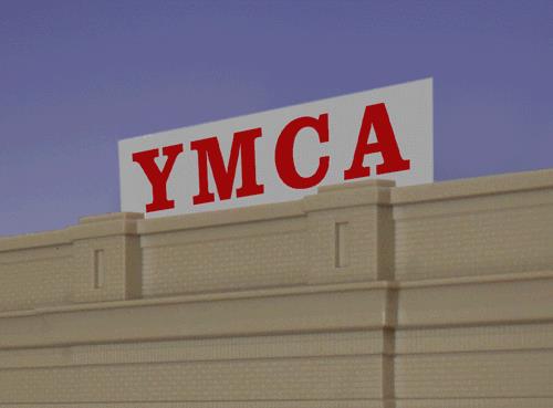 Miller Engineering 2071 HO/O Animated Neon Sign YMCA Large Horizontal