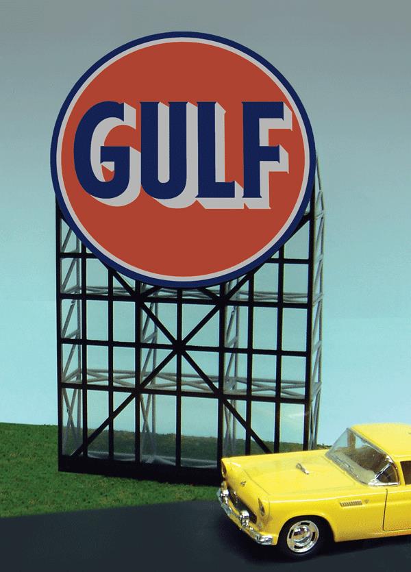 Miller Engineering 6082 N/HO Animated Neon Billboard - Kit Gulf Gasoline