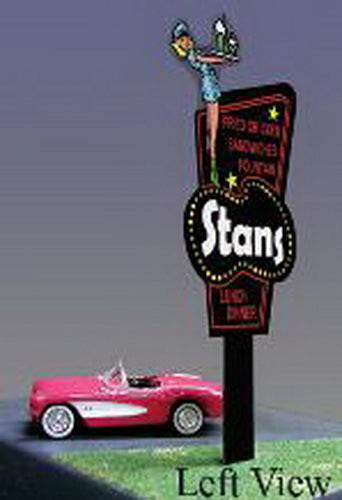 Miller Engineering 7681 HO/O Stan's Drive-In Double-Sided Animated Neon Sign