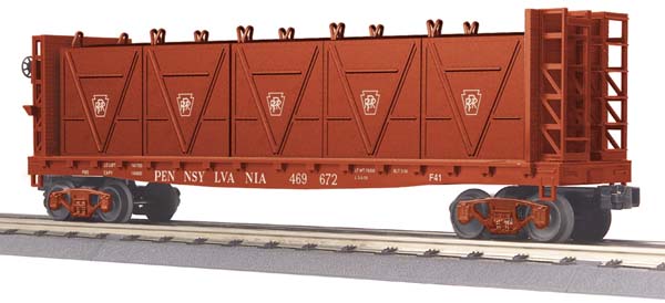 MTH 30-76472 O Gauge Pennsylvania RR Flatcar w/ Bulkheads & LCL Containers