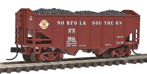 Atlas 41336 N Scale Norfolk Southern 55 Ton 2-Bay Fishbelly Hopper #9014