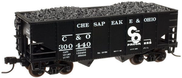 Atlas 41341 N 55t 2-Bay Fishbelly Hopper C&O #300432/blk