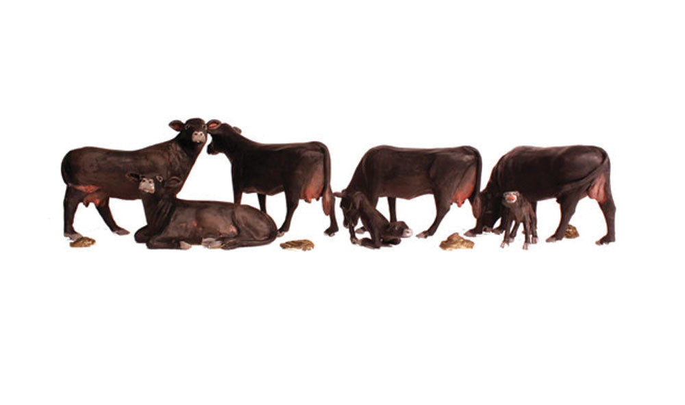Woodland Scenics A2217 N Scenic Accents Black Angus Cow Figures (Set of 11)