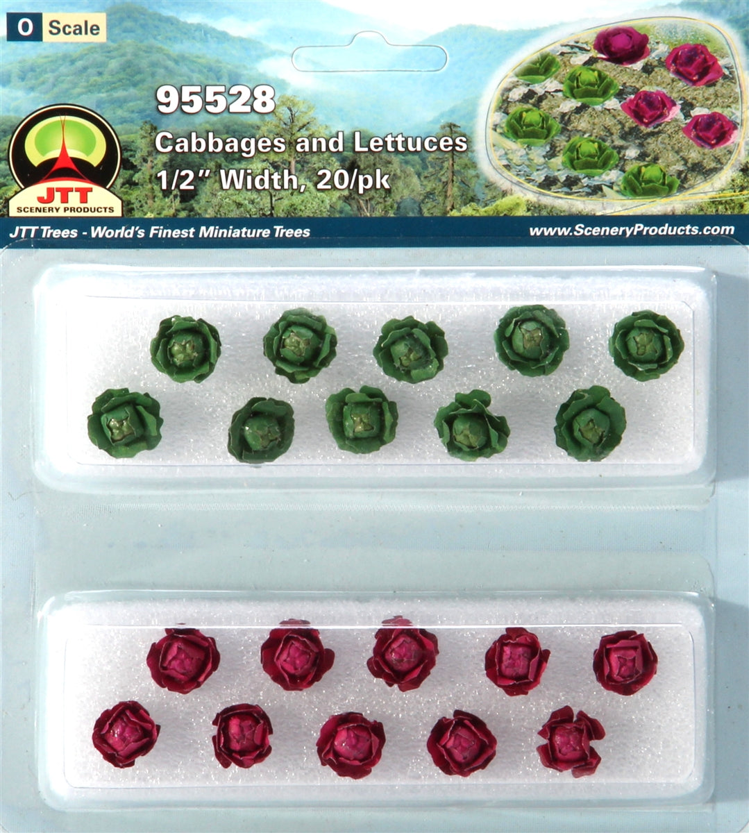JTT Scenery Products 95528 O 1/2'' Cabbages & Lettuces (Set of 20)