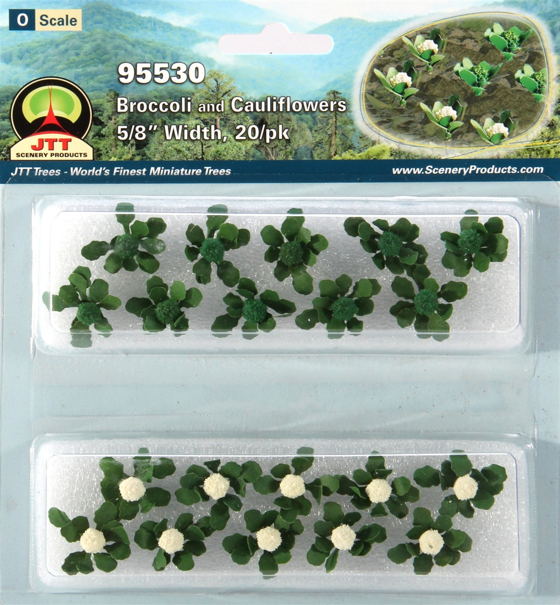 JTT Scenery Products 95530 O 5/8'' Broccoli & Cauliflowers (Set of 20)
