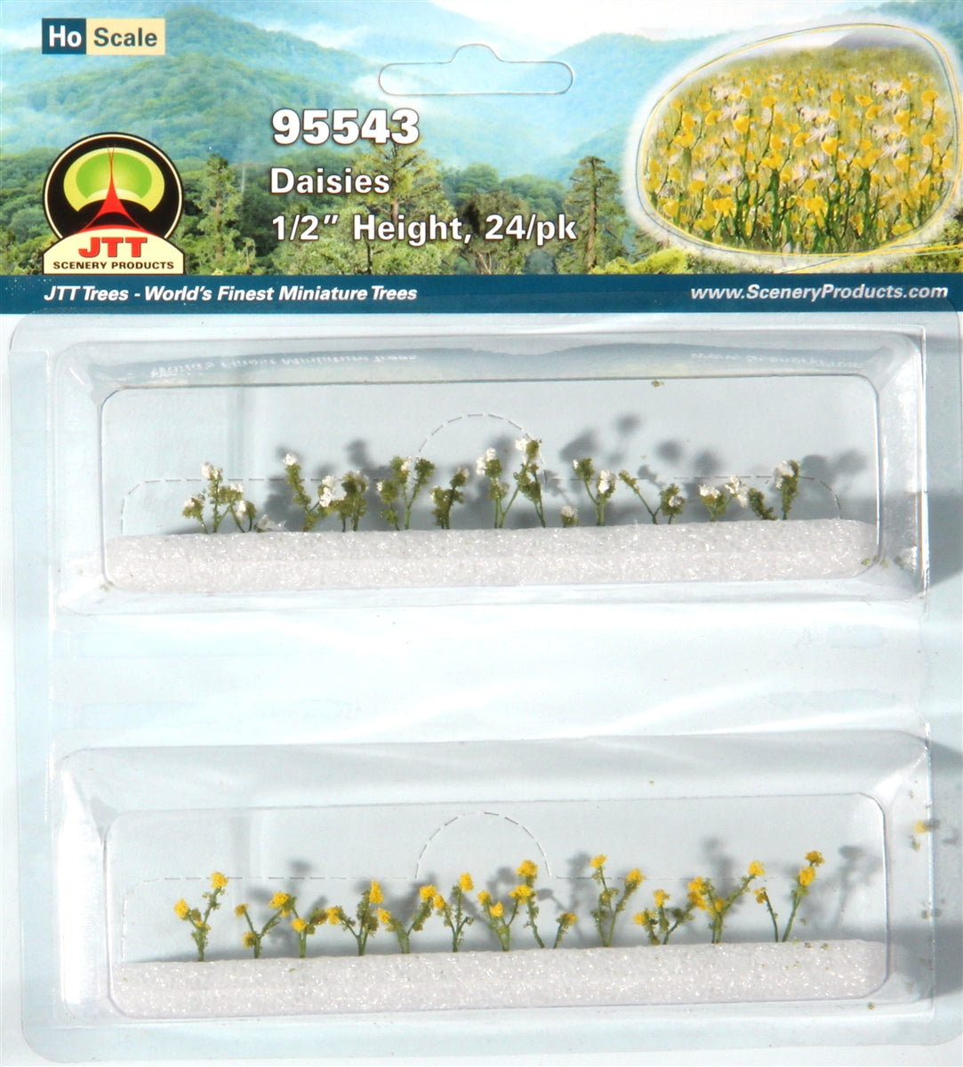 JTT Scenery Products 95543 HO 1/2'' Daisies (Pack of 24)