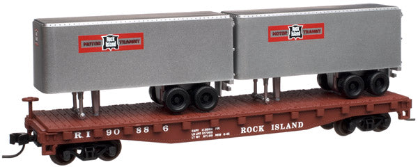 Atlas 37616 N Scale Rock Island Flat #90886with 24' Trailers