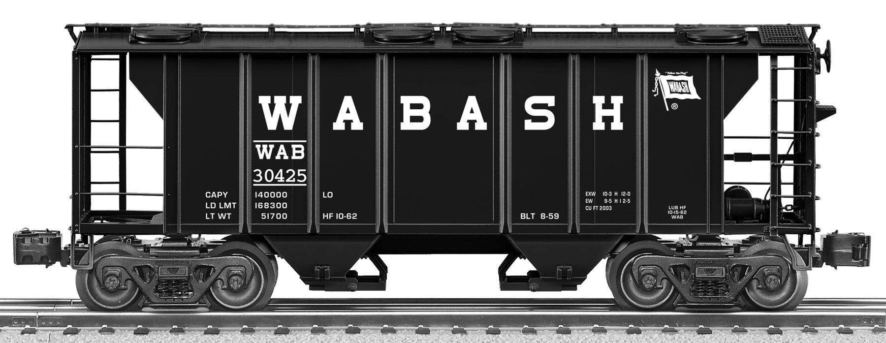 Lionel 6-27085 O Gauge Wabash PS-2 Covered Hopper Car #30425