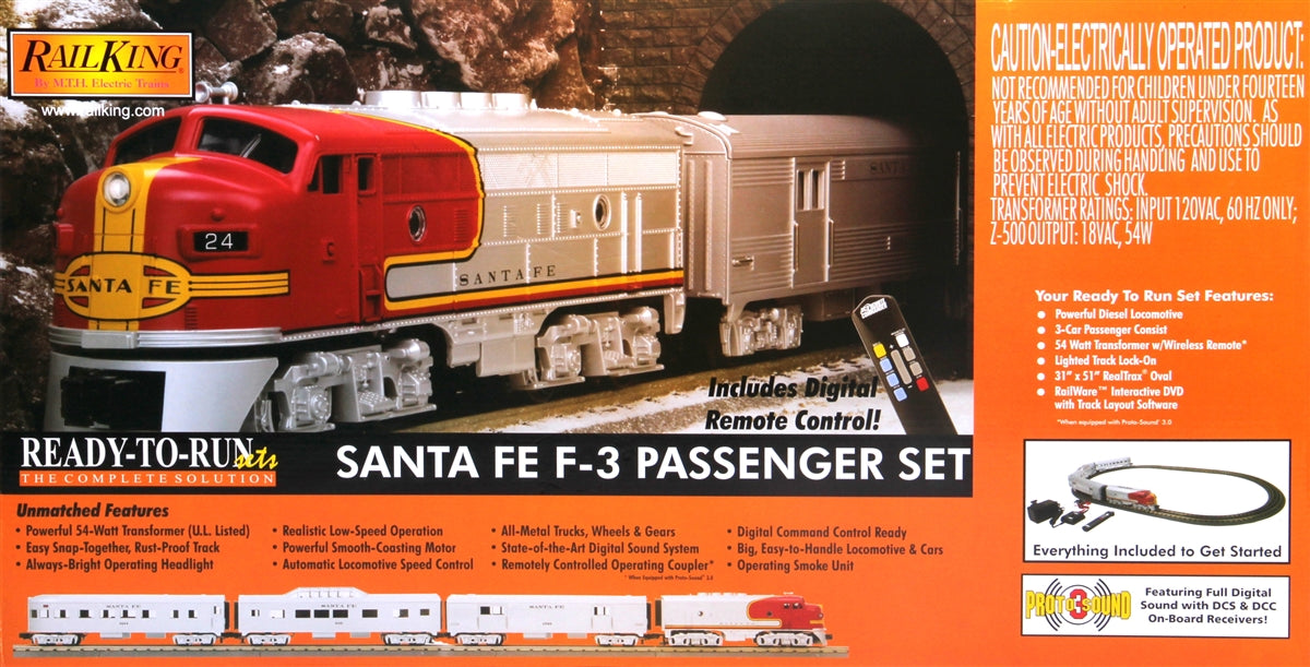 MTH 30-4222-1 Santa Fe RailKing F-3 O Gauge Diesel Passenger Train Set
