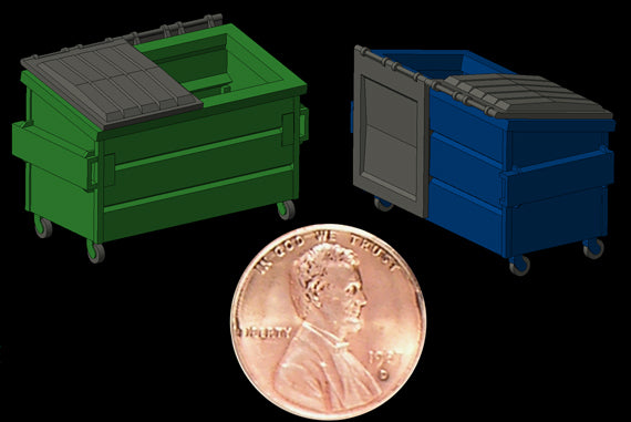 Hi-Tech Details 8003 HO Trash/Recycling Blue Dumpster Kit (Pack of 3)