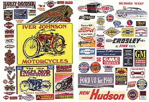 JL Innovative Design 204 HO Vintage Motorcycle/Auto Signs 1900-1960 (Pack of 63)