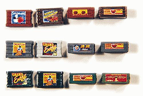 JL Innovative Design 423 HO Scale Large Gray Fruit and Food Crates (Set of 4)