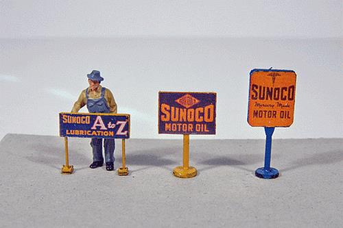 JL Innovative Design 475 HO Sunoco Vintage Gas Station Curb Signs JL Innovative Design 475 HO Sunoco Vintage Gas Station Curb Signs