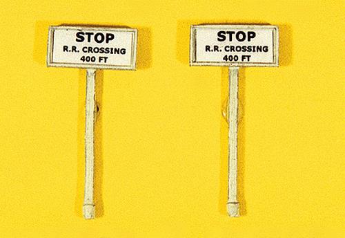 JL Innovative Design 839 HO Stop Railroad Crossing 400 Feet Sign Set (Pack of 2)