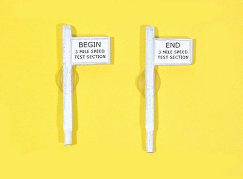 JL Innovative Design 849 HO Begin/End 3-Mile Test Section Sign Set (Pack of 2)