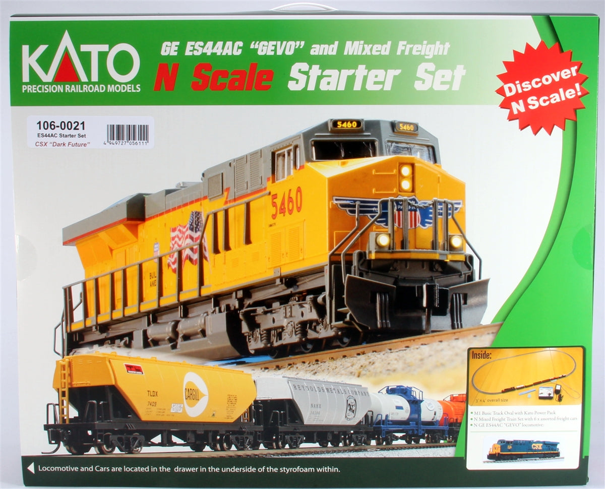 Kato 106-0021 CSX/Dark Future GE ES44AC GEVO N Gauge Diesel Freight Train Set